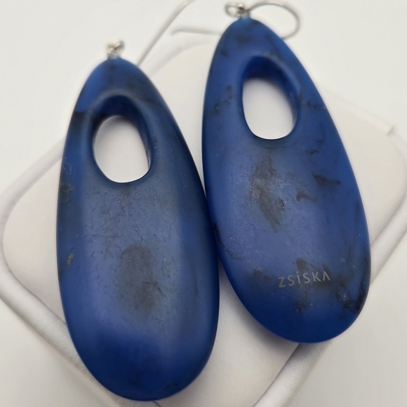 ✨3/$50✨ Zsiska Blue Resin Sterling Silver Dangle Earrings - Picture 1 of 13